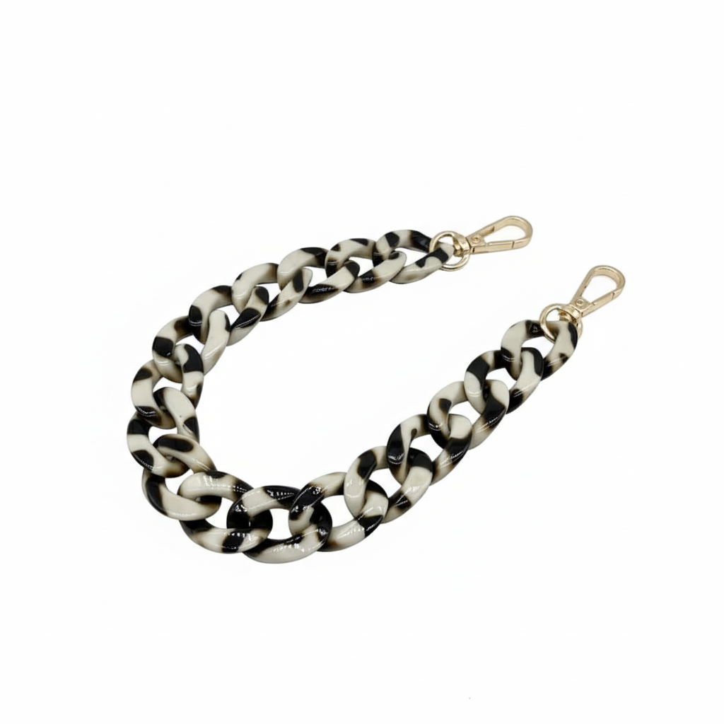 Acrylic Bag Chain- Brown & Cream - 37 cm - Sara Crochet