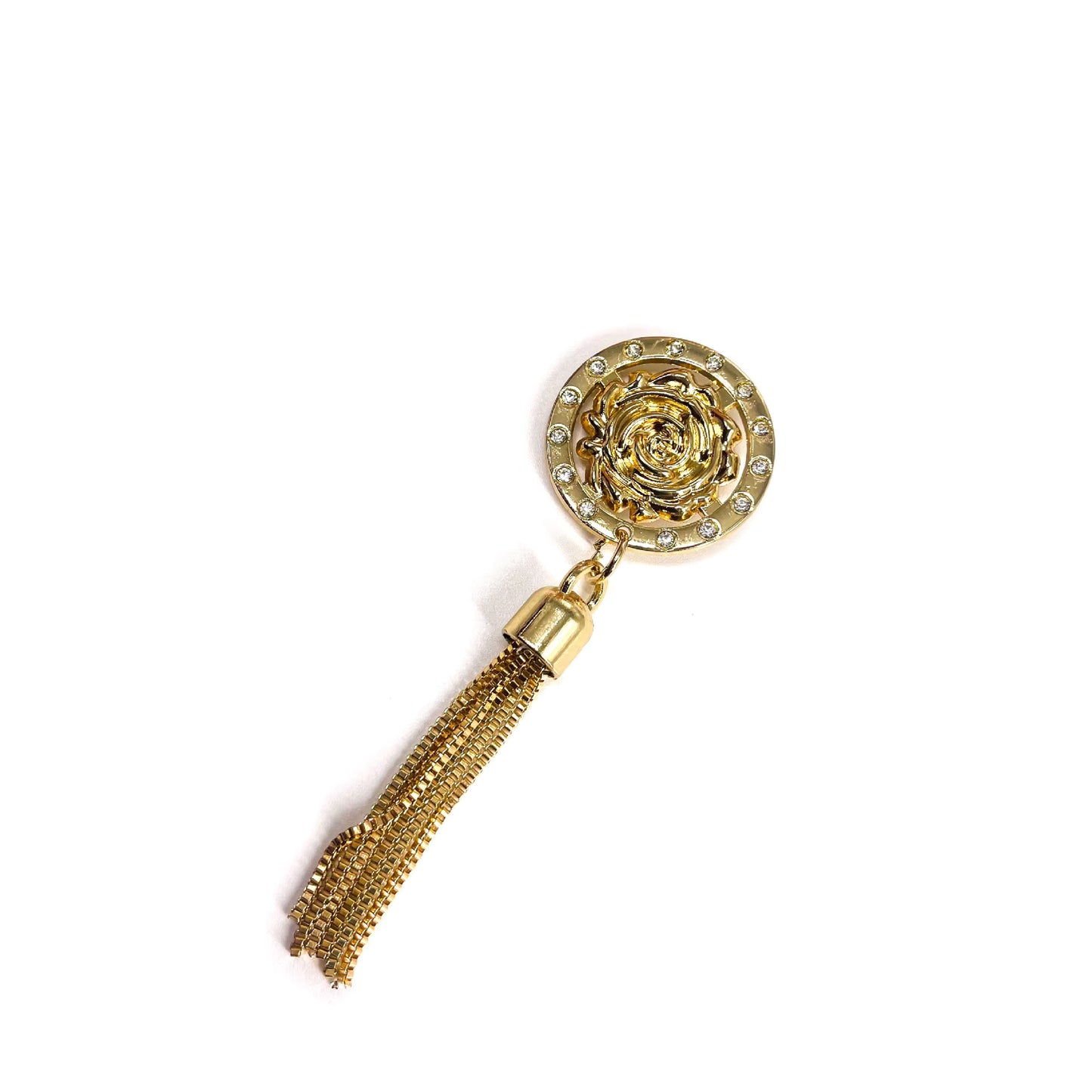 Gold shiny Flower & tassel Buckle- 10 cm