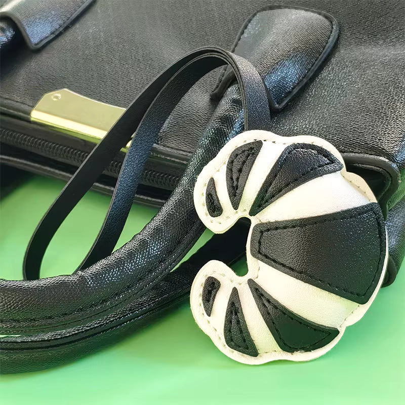 Croissant Bag Charm - Black/White