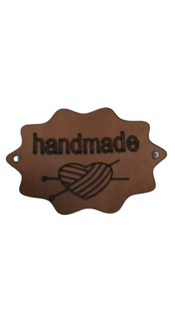 Leather tag handmade - Dark Brown