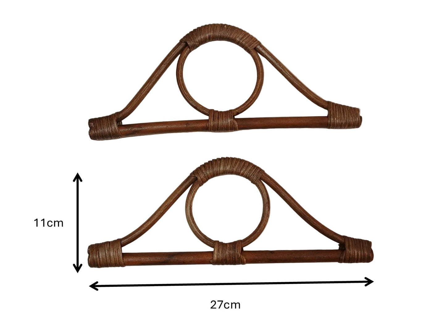 1 Pair D-shaped Bamboo Handle-Brown