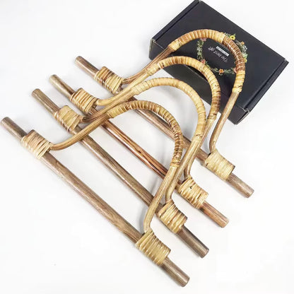 1 Pair Weave D-shaped Bamboo Handle