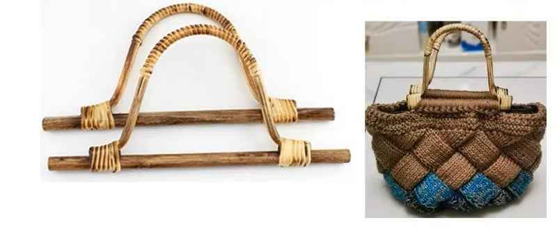 1 Pair Weave D-shaped Bamboo Handle