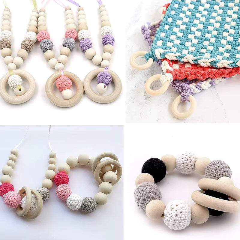 Wood Teether Ring for Macrame Craft- 4 cm - Sara Crochet