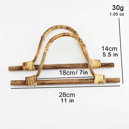 1 Pair Weave D-shaped Bamboo Handle