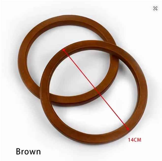 1 Pair 14cm Round Wood Bags Handles- Brown