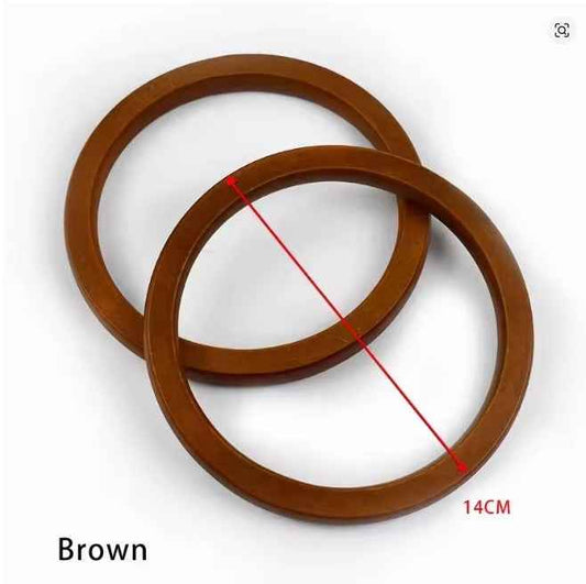 1 Pair 14cm Round Wood Bags Handles- Brown
