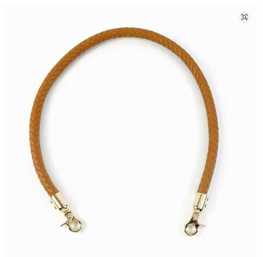 One Braided Leather Shoulder Straps Camel- 60 cm