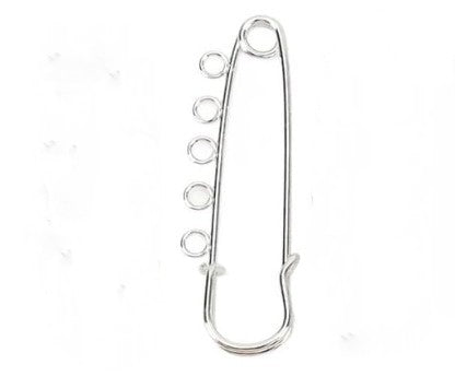 Silver Safety Pin w Loop - 8cm