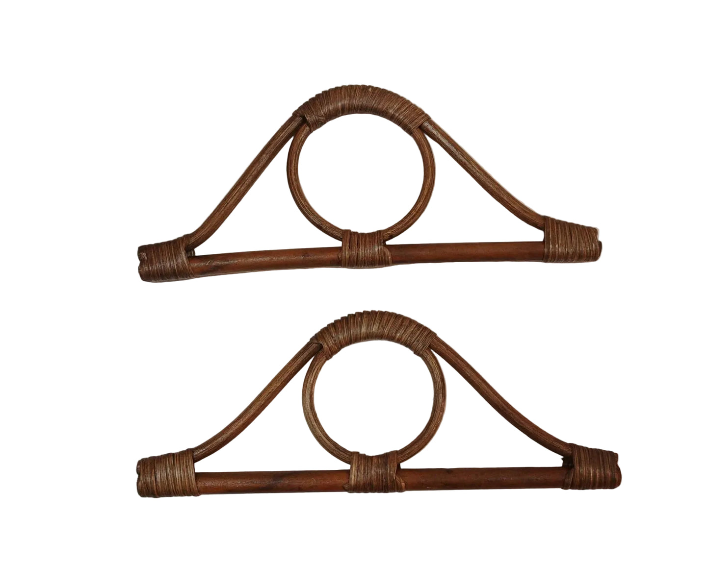 1 Pair D-shaped Bamboo Handle-Brown