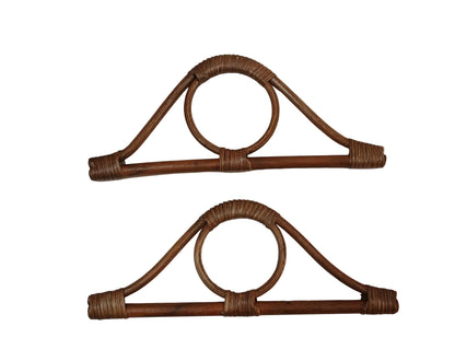 1 Pair D-shaped Bamboo Handle-Brown