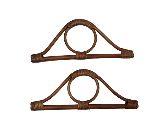 1 Pair D-shaped Bamboo Handle-Brown
