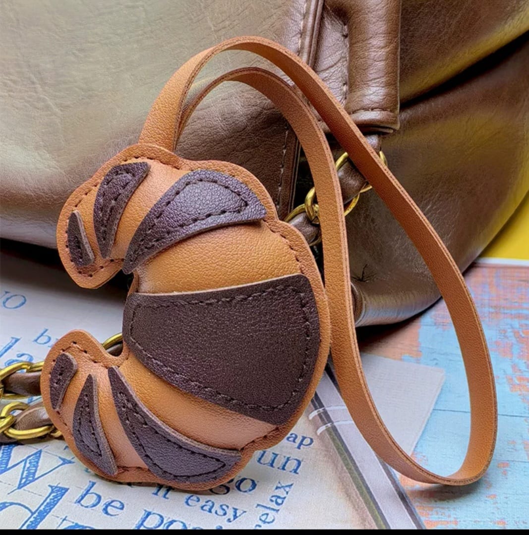 Croissant Bag Charm - Brown/Caramel