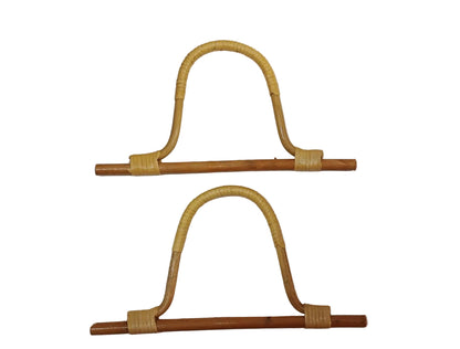 1 Pair Weave D-shaped Bamboo Handle-Natural Honey