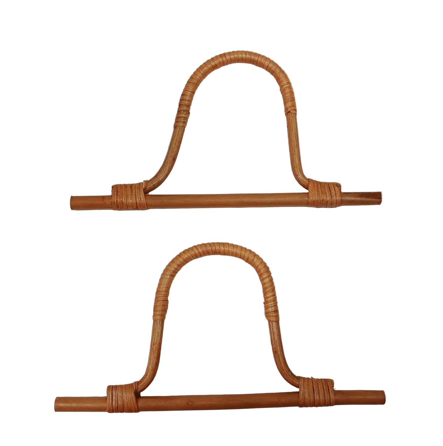 1 Pair Weave D-shaped Bamboo Handle-Caramel