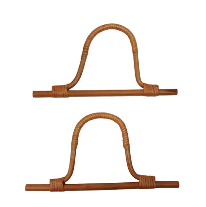 1 Pair Weave D-shaped Bamboo Handle-Caramel