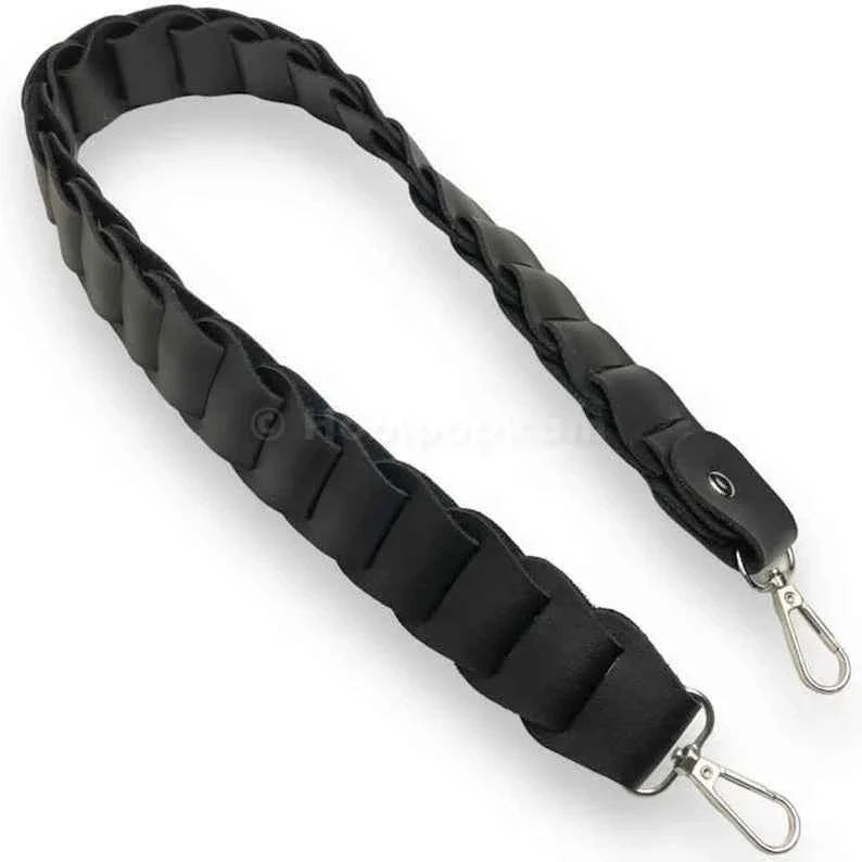 Leather Bag Handle- Black - Sara Crochet