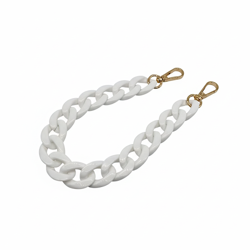 Acrylic Bag Chain- White- 60 cm - Sara Crochet
